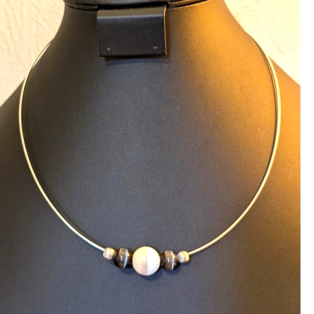Stone & Sterling Bead Sterling Cord 20" Necklace